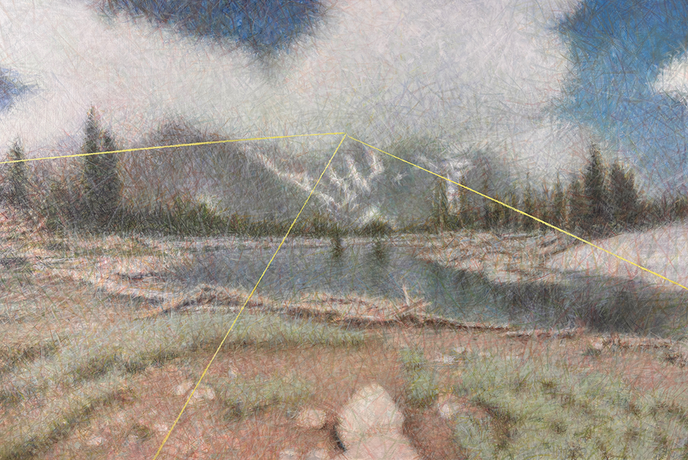 Norman Leto, A Raytrace Lake, huile sur toile 120x80cm, 2024