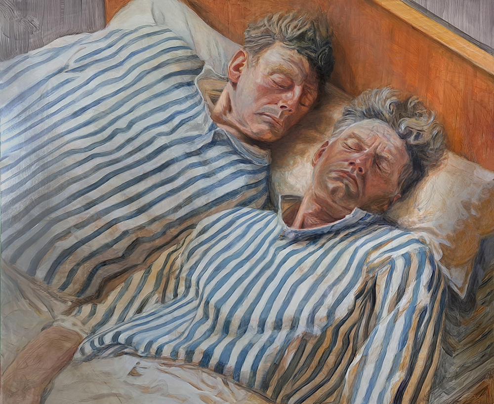 Norman Leto, Twins From J. Littell's Kindly Ones, Forty Years Later Huile sur panneau de fibres, 120x100, 2023